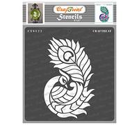 CrafTreat Peacock Stencils for Painting on Wood - Side Feathered Peacock Stencil - Size: 6X6 Inches - Peacock Stencils for Crafts Reusable - Peacock Stencil Small