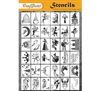 CrafTreat Reusable 36 Pcs 3X3 Inch Fairytale Stencils for Painting, Face Paint, Wood, Clothes, Wall, Furniture, Home Décor, Mermaid