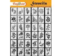 CrafTreat Reusable 3X4 Inch (36pcs) Flowers Set Stencils for Painting on Wood, Canvas, Paper, Fabric, Floor, Wall, Tile, DIY Art and Craft.