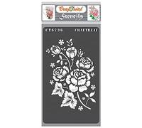 CrafTreat Reusable 4x8 Inch (2 Pcs) Layered Rose Bunch Stencils for Painting on Wood, Canvas, Paper, Fabric, Floor, Wall, Tile, DIY Art and Craft.