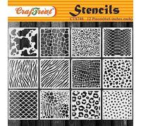 CrafTreat Reusable 6x6 inch (12 pcs) Animal Skin Set Stencils for Painting on Wood, Canvas, Paper, Fabric, Floor, Wall, Tile, DIY Art and Craft.