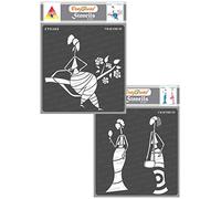 CrafTreat Reusable African Tribal Stencils for Crafts Vintage - Sitting on a Branch and Beauty Consciuos (2Pcs) - Size: 6X6 Inches - Tribal Pattern Stencil for Furniture Painting - African Stencils