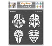 CrafTreat Reusable African Tribal Stencils for Painting on Wood, Wall, Tile, Canvas, Paper, Fabric and Floor - Congo Face - 6x6 Inch - DIY Art and Craft Stencils - African Mask Stencil Large