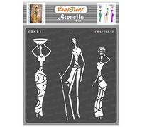CrafTreat Reusable African Tribal Stencils for Painting on Wood, Wall, Tile, Canvas, Paper, Fabric and Floor - Tribal Family - 6x6 Inch - DIY Art and Craft Stencils - African People Stencil