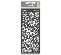 CrafTreat Reusable Anemone Stencil for Painting on Wood, Wall, Canvas, Floor, Tile - Anemone Slimline Stencil -4X9.5 Inch - Floral Stencils for Card Making