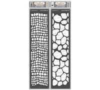 CrafTreat Reusable Animal Skin Stencils for Crafts Vintage - Snake Skin and Giraffee Skin (2Pcs) - Size: 3X12 Inches - Snake Skin Stencil for Furniture Painting - Border Stencils for Painting