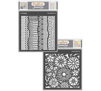 CrafTreat Reusable Art Journal Stencils for Painting on Wood - Patterned Partitions and Patterned Circles - 2 Pcs 6X6 Inch - Mixed Media Stencils for Painting on Fabric Stencils for Furniture