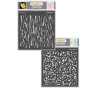 CrafTreat Reusable Background Stencils for Painting on Wood, Canvas, Paper, Fabric, Floor, Wall and Tile - Shards and Grimy Dots (2 Pcs) -6x6 Inch Each - DIY Art and Craft Stencils