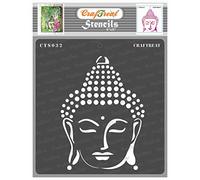 CrafTreat Reusable Buddha Stencils for Painting on Wood, Canvas, Paper, Fabric, Floor, Wall and Tile - Buddha - 6x6 Inch - DIY Art and Craft Stencils for Home Décor - Buddhist Stencil