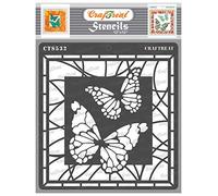 CrafTreat Reusable Butterfly Stencils for Painting on Wood, Canvas, Fabric, Wall and Tile - Stained Glass Butterflies Stencil -12x12 Inch - DIY Art and Craft Stencils for Painting on Glass
