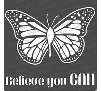 CrafTreat Reusable Butterfly Stencils for Painting on Wood, Canvas, Paper, Fabric, Floor, Wall and Tile - Believe You can - 12x12 Inch - DIY Art and Craft Stencils - Butterfly Stencil