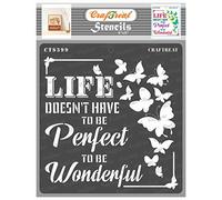 CrafTreat Reusable Butterfly Stencils for Painting on Wood, Canvas, Paper, Fabric, Floor, Wall and Tile - Wonderful Life - 6x6 Inch - DIY Art and Craft Stencils for Home Decor - Quotes