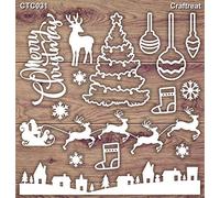 CrafTreat Reusable Christmas Laser Cut Embellishments - Chipboard Craft Stencil - 5.5x6 Inches - Christmas Scrapbooking Embellishments