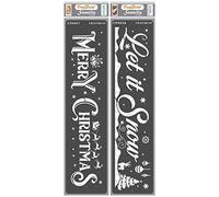 CrafTreat Reusable Christmas Stencils for Painting on Wood - Merry Christmas and Let it Snow - 3X12 Inch - 2 Pcs - Christmas Stencils for Crafts - Merry Christmas Stencil for Cards
