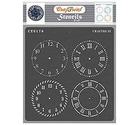 CrafTreat Reusable Clock Stencils for Painting on Wood, Canvas, Paper, Fabric, Floor, Wall and Tile - Clock Dials - 6x6 Inch - DIY Art and Craft Stencils - Clock Face Stencil