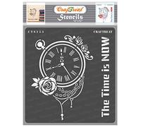 CrafTreat Reusable Clock Stencils for Painting on Wood, Canvas, Paper, Fabric, Floor, Wall and Tile - The Time is Now - 12x12 Inch - DIY Art and Craft Stencils for Home Decor - Floral Clock Stencil