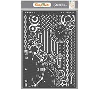 CrafTreat Reusable Clock Stencils for Painting on Wood, Canvas, Paper, Fabric, Wall and Tile - Clock and Key - Size:A4 - DIY Craft Stencils for Mixed Media Art - Clock Stencils for Painting on Wood
