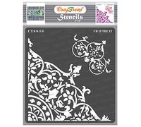 CrafTreat Reusable Corner Stencils for Painting on Wood, Canvas, Paper, Fabric, Floor, Wall and Tile - Flourish Corner - 6x6 Inch - DIY Art and Craft Stencils - Rangoli Corner Stencil