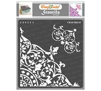 CrafTreat Reusable Corner Stencils for Painting on Wood, Wall, Tile, Canvas, Paper and Floor - Flourish Corner - 12x12 Inch - DIY Art and Craft Stencils - Floral Stencil - Floral Drawing Template