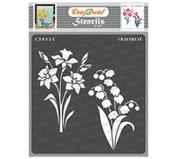 CrafTreat Reusable Daffodil Flower Stencils for Painting on Wood, Canvas, Paper, Fabric, Floor, Wall and Tile - Daffodil and Bell Flower - 6x6 Inch - DIY Art and Craft Stencils for Painting Flowers