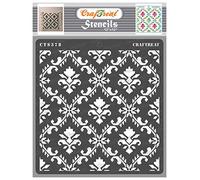 CrafTreat Reusable Damask Wall Stencil for Painting Large - Ikat Damask Stencil - Size:12x12 Inch - DIY Art and Craft Stencils - Damask Stencils for Painting on Wood - Damask Furniture Stencil