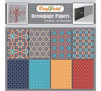 CrafTreat Reusable Decorative Decoupage Paper for Crafts -Mosaic I and II - Size: A4 (8.3 x 11.7 Inch) 8 Pcs - Decoupage Paper for Furniture, Wood and Scrapbooking