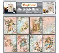 CrafTreat Reusable Decoupage A4 Paper - Angel Set I and II (8pcs) - Beautiful Textured Thin Papers for Decoupage, Mixed Media, Art and Craft Projects