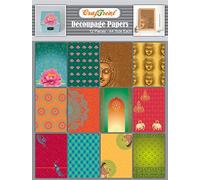 CrafTreat Reusable Decoupage Paper - Ethnic India (12pcs) - Beautiful Textured Thin Papers for Decoupage, Mixed Media, Art and Craft Projects