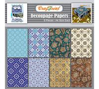 CrafTreat Reusable Decoupage Paper Moroccan - Moroccan and Pure Paisley - Size: A4 (8.3 x 11.7 Inch) 8 Pcs - Furniture Decoupage Paper Paisley - Decoupage Paper for Crafts and Scrapbooking