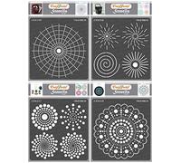 CrafTreat Reusable Dot Mandala Stencils 6x6 Inch, 4 Pcs for Painting on Wood, Canvas, Paper, Floor, Wall and Tile - Dot Mandala Basics, Outlines, Round and Radar, Each - DIY Craft Stencils