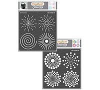 CrafTreat Reusable Dot Mandala Stencils for Painting on Wood, Canvas, Paper, Fabric, Floor, Wall and Tile - Dot Mandala Outlines and Dot Mandala Basics - 2 Pcs - 6x6 Inch Each - DIY Craft Stencils
