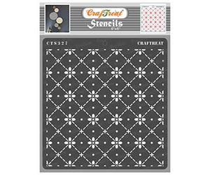 CrafTreat Reusable Dot Pattern Stencils for Painting on Wood, Tile, Canvas, Paper, Fabric and Floor - Dotted Diamond Flower Stencil - 6x6 Inch - DIY Art and Craft Stencils Patterns for Painting