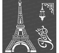 CrafTreat Reusable Eiffel Tower Stencil for Painting on Wood, Canvas, Paper, Fabric, Floor, Wall and Tile - Paris Stencils - Size:12x12 Inch - DIY Art and Craft Stencils for Home Decor