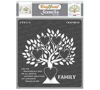 CrafTreat Reusable Family Stencils for Painting on Wood, Canvas, Paper, Fabric, Floor, Wall and Tile - Family Tree - 12x12 Inch - DIY Art and Craft Stencils for Home Decor - Family Quotes