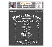 CrafTreat Reusable Fashion Stencils for Painting on Wood, Canvas, Paper, Fabric, Floor, Wall and Tile - Haute Couture - 6x6 Inch - DIY Art and Craft Stencils for Fashion - French Script Stencil