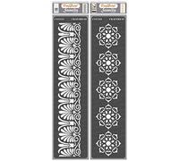 CrafTreat Reusable Floral Border Stencils for Painting on Wood, Canvas, Paper, Fabric, Floor, Wall and Tile - Border9 and Border10 (2 Pcs)-3x12 Inch Each - DIY Art and Craft Stencils Borders