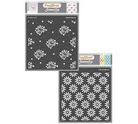 CrafTreat Reusable Floral Pattern Stencils for Furniture Painting - Rose and Daisy Background (2Pcs) -Size: 6X6 Inches - Flower Stencils for Crafts - Flower Background Stencil for Painting
