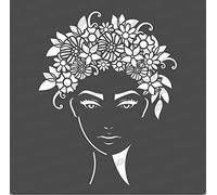 CrafTreat Reusable Flower Girl Stencil for Painting on Wood - Flower Girl - 6X6 Inch - Girl Face Stencil for Crafting - Face Stencils for Art Journals