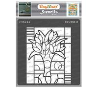CrafTreat Reusable Flower Stencils and Templates for Painting on Wood - Stained Glass Flower Vase -6x6 Inch - Stained Glass Stencil for Painting on Canvas - Flower Template for Concrete