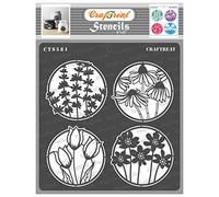 CrafTreat Reusable Flower Stencils for Painting on Wood, Canvas, Paper, Fabric, Floor, Wall and Tile - Flowers Negative - 6x6 Inch - DIY Art and Craft Stencils for Painting Flowers - Flower Pattern