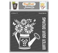 CrafTreat Reusable Flower Stencils for Painting on Wood, Canvas, Paper, Fabric, Wall and Tile - Watering Can - 6x6 Inch - DIY Art and Craft Stencils for Home Decor - Flower Stencils and templates