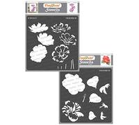 CrafTreat Reusable Flower Stencils for Painting on Wood - Layered Cosmos and Hibiscus Stencil (2 Pcs) - 6x6 Inch - Craft Layering Stencils