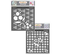 CrafTreat Reusable Flower Stencils for Painting on Wood, Wall, Tile, Canvas, Paper, Fabric and Floor-Floral Pattern stencil-2Pcs- 6x6 Inches Each-Background Stencils for Card Making Plastic Stencils