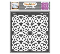 CrafTreat Reusable Geometric Pattern Stencils for Painting on Wood, Tile, Canvas, Paper, Fabric and Floor - Geometric Flowers Stencil - 6x6 Inch - DIY Art and Craft Stencils Pattern for Painting