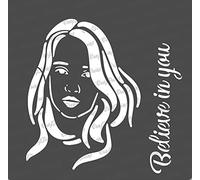 CrafTreat Reusable Girl Face Stencils for Painting on Wood - Be Strong - 6X6 Inch - Women Face Stencil for Painting on Fabric - Face Painting Stencils for Painting on Canvas