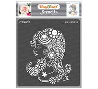 CrafTreat Reusable Girl Stencils for Painting on Wood, Canvas, Fabric, Paper, Floor, Wall and Tile - Serene Beauty -6x6 Inch - Stencils and Templates for Painting - Beauty Stencil