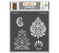 CrafTreat Reusable Indian Decor Stencils for Painting on Wood, Wall, Tile, Canvas, Paper, Fabric and Floor - Indian Motifs - 6x6 Inch - DIY Art and Craft Stencils - Indian Motif Stencil