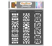 CrafTreat Reusable Indian Stencils for Painting on Wood, Wall, Tile, Canvas, Paper, Fabric and Floor - Folk Art Borders Stencil - 6x6 Inch - DIY Art and Craft Stencils - Indian Border Stencil