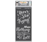 CrafTreat Reusable Inspirational Quote Stencils for Painting on Wood - Never Stop Trying -4X8 Inch - Motivational Stencils for Painting on Furniture