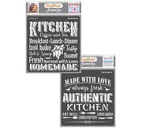 CrafTreat Reusable Kitchen Stencils for Crafts Vintage - Kitchen and Authentic Kitchen (2Pcs) - Size: 6X6 Inches - Quote Stencils for Furniture Painting Vintage - Home Decor Stencils for Painting